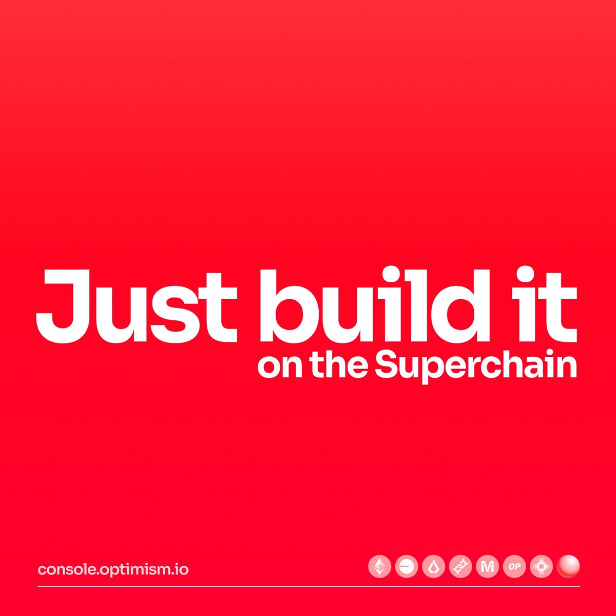 Optimism's tweet image. You want in?  

Tools to help you build, launch, and grow your app anywhere on the Superchain. 

Just build it: console.optimism.io