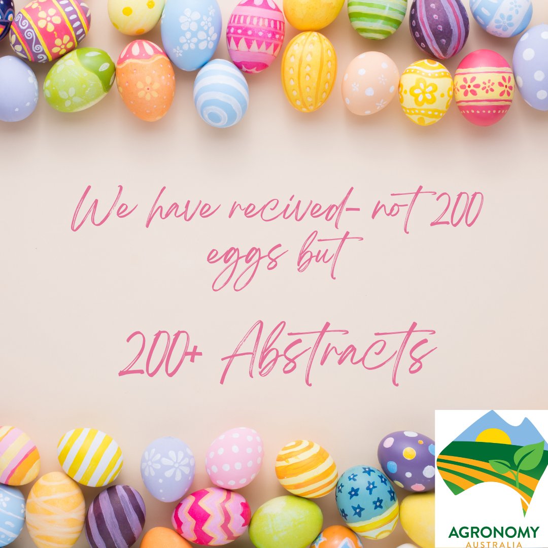 We have been AMAZED after receiving over 200 abstracts. This is going to make our October 2024 - 21st Conference FANTASTIC. Wishing all Agronomists a Happy Easter. Registrations opening soon.