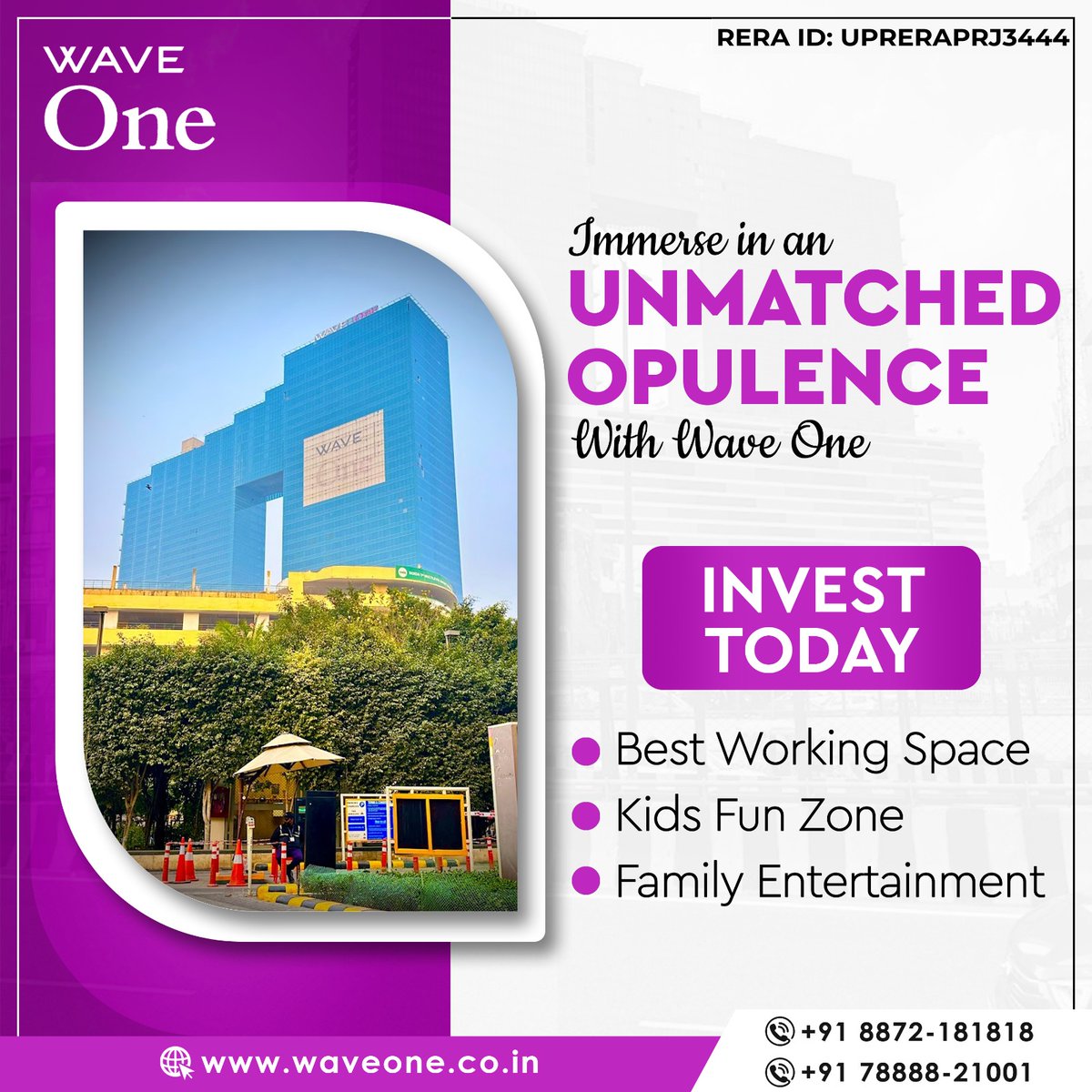Waveone7's tweet photo. Get yourself immersed in an unmatched opulence with Wave One!!

Only a Few Units Left 
INVEST TODAY 

For more information
Contact us +91 7888821001, +91 8872181818
#WaveOne #commercial #possessions #possessionstarted #investmentinnoida #investmentindia #constructionupdate #delhi https://t.co/szT9chA09M