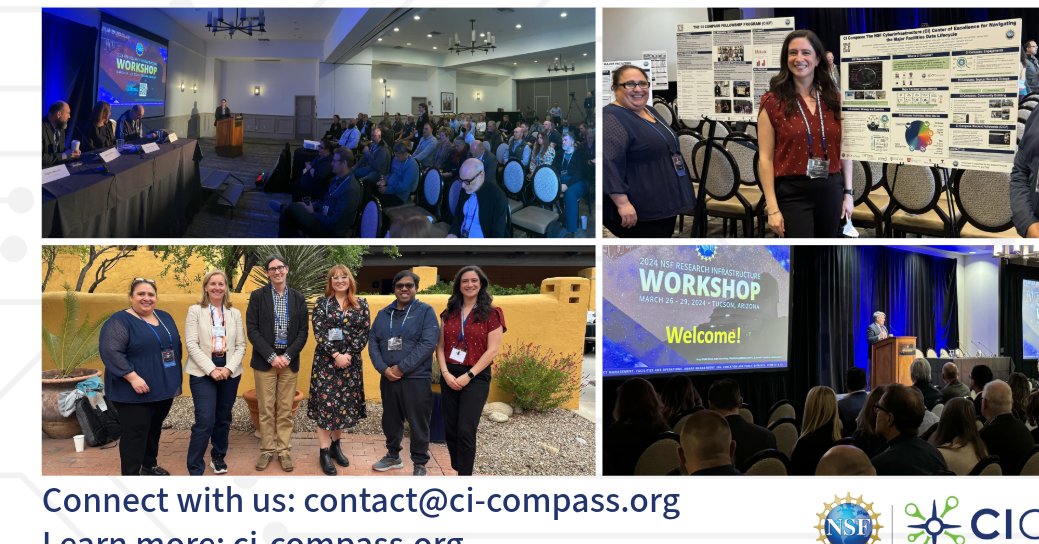 💻@CiCompass attended the 2024 @NSF Research Infrastructure Workshop and led the panel 'Archiving and Long-term Preservation of Scientific Data.' Members of our leadership attended the poster sessions to discuss our mission, the FAIR Data TWG, and CICF. 🔗ci-compass.org