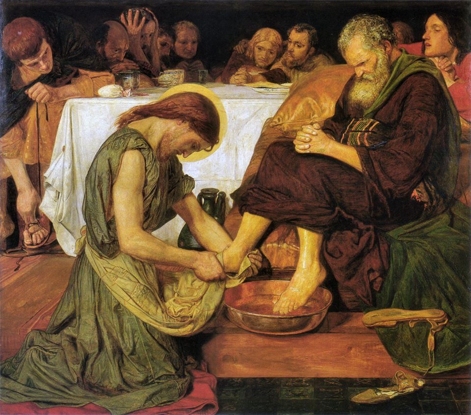 Today is Maundy Thursday, the day when Christians remember Jesus sharing the Last Supper with his disciples before his death on Good Friday Image: 'Jesus Washing Peter’s Feet' (1852–6) by Ford Madox Brown, in the Tate Gallery, CC-BY-NC-ND 3.0