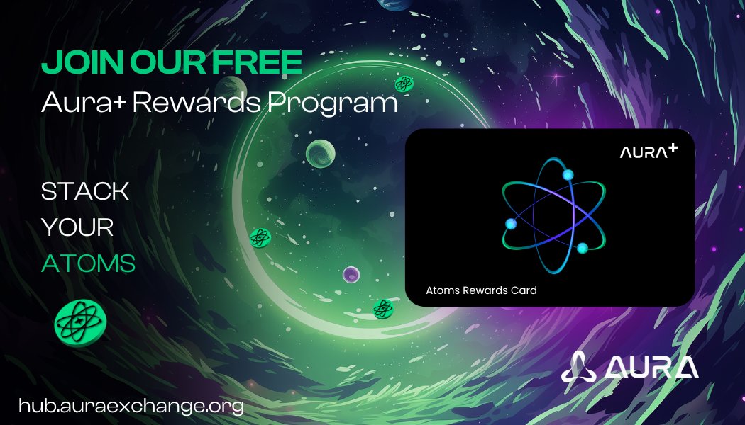Are the Aura+ Rewards Card NFTs transferrable?
No they are soulbound to the minting wallet.

Mint yours for free today! 👇
hub.auraexchange.org

🔁 Connect  to polygon &gt; My items &gt; Aura Rewards+ Tab &gt; Claim 1000 Atoms on Sign-up!