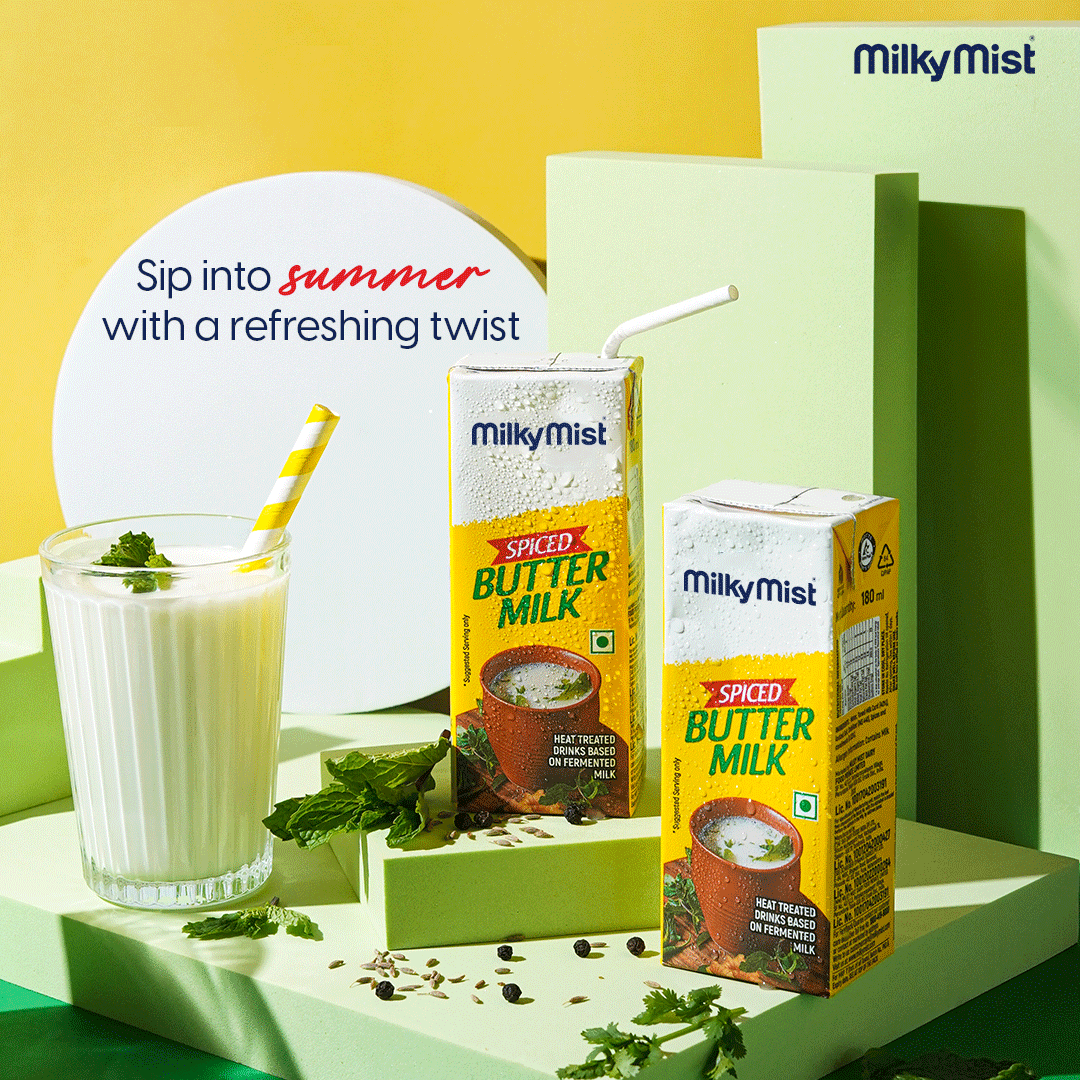 MilkyMistIndia's tweet photo. Shake up your summers with a sip of joy!🌼
Sip and blend the refreshing twist of Milky Mist buttermilk to add a zing to your summer vibe. 🍃🥛
#SpiceUp #ButterMilkLove #PerfectlySpiced #BeatTheHeat #SipAway #MilkyMist https://t.co/gJQ8obBYYB