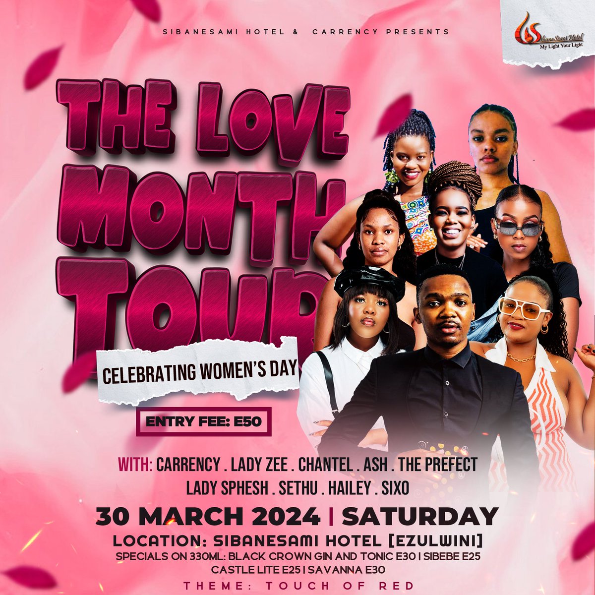 The Love Month is going to Sibane Sami Hotel Ezulwini this coming Saturday 30 March. Don't miss this one ‼️ joining me are this Talented Artists and DJs from the Kingdom of ESwatini.

Lesgoo🚀🚀x❤️❤️

#TiniTwitter #swazitwitter #tini