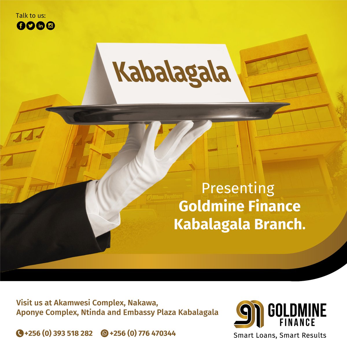 We are launching next week, stay tuned for details #Kabalagala #NewBranch #GoldmineFinance #SmartLoalsSmartResults