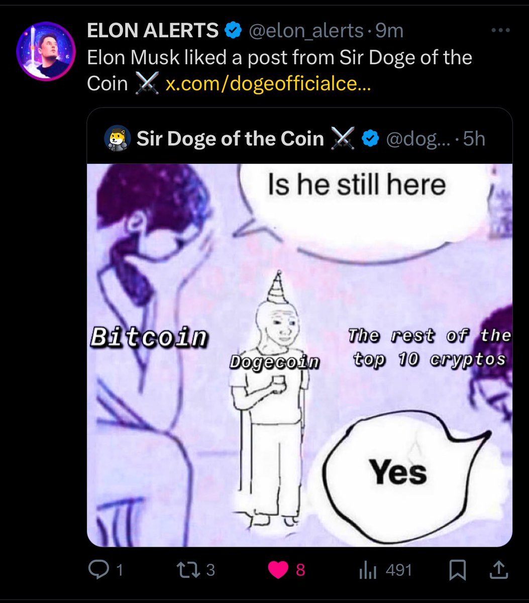 TeslaModelDoge's tweet image. Elon Musk likes to see Dogecoin stand 
tall and strong on its own four paws! 🐾