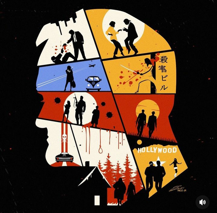 CinematizandoOf's tweet photo. Arte para comemorar o aniversário de Quentin Tarantino com um apanhado de todos os seu filmes, ilustrado por Rico Jr
#QuentinTarantino #RicoJr https://t.co/6N03GDhLue