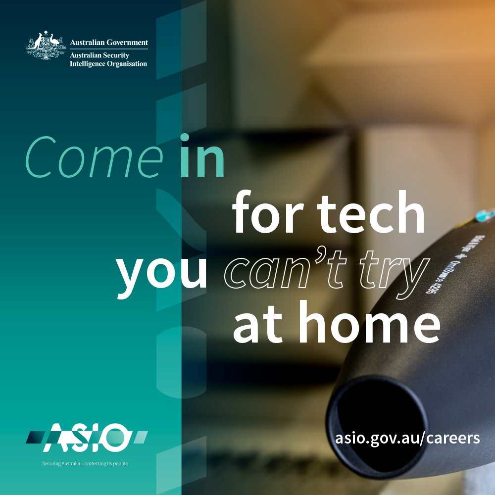 It’s never too early to consider a career at #ASIO. We are hiring for our 2025 & 2026 Technologist Graduate Programs. If you are completing studies in #STEM, come in & start a career that makes a difference. Learn more at asio.gov.au/careers.