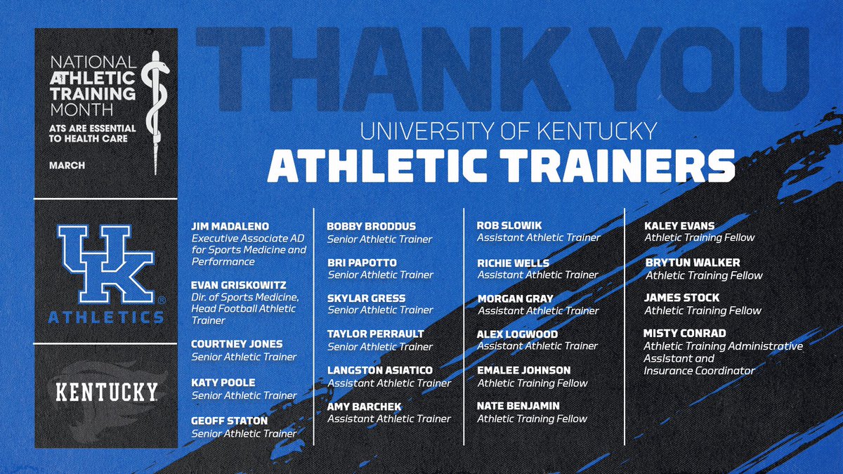 Thank you to all of the Athletic Trainers who keep our student athletes healthy every day! 💙