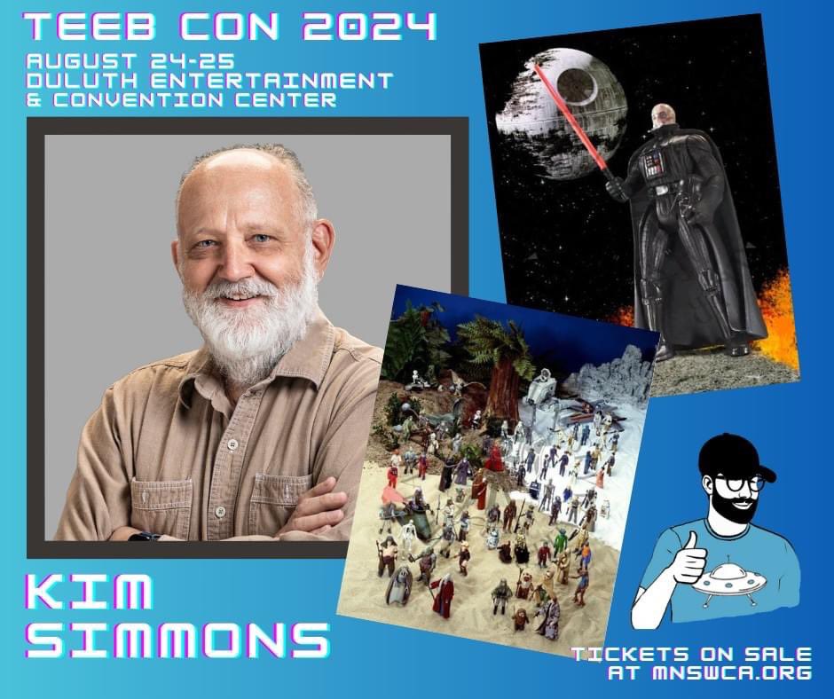 Join me in celebrating one of the greatest toy artists of all time, Kim Simmons aka Themanwhoshotlukeskywalker! He will be at Teeb Con 2024 in August!

#teebcon 
#duluthconvention
#starwars 
#starwarstoys
