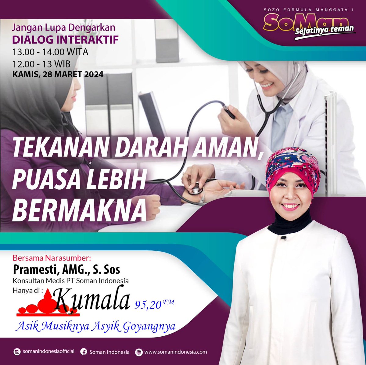 Bagi pecinta kumala yang ingin bertanya seputar kesehatan dapat berkonsultasi bersama kami pada dialog kesehatan Herbal Tetes Soman di TLP/WA/SMS 0853 9999 0952 ikuti terus dialognya dan dapatkan solusi sehat bersama SOMAN karena SOMAN BANYAK MENOLONG TIDAK BOHONG