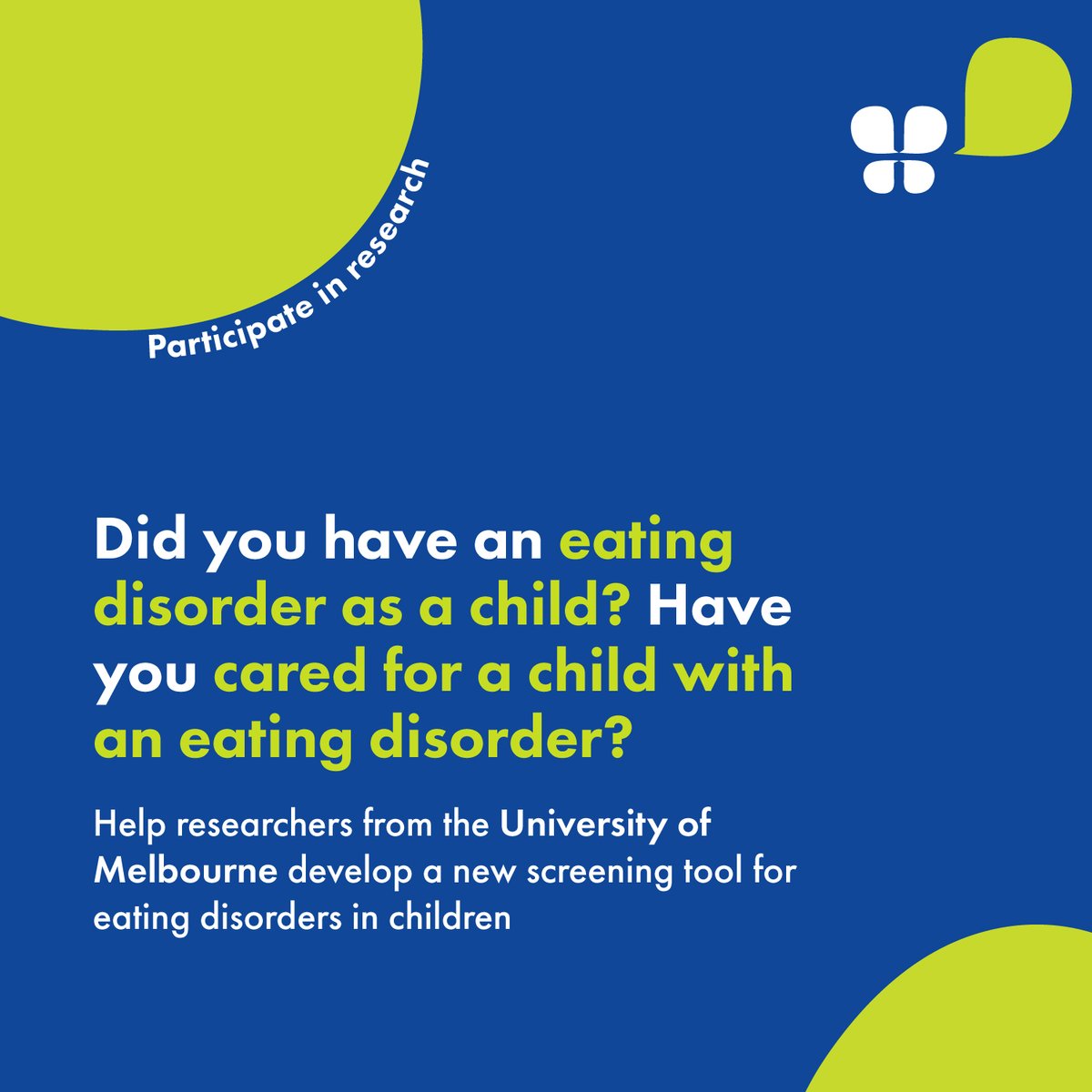 Did you have an eating disorder (ED) as a child (5-12 years)? Have you cared for a child with an ED? @UniMelb researchers want your input into a new screening tool for detecting EDs in children. Find out more⬇️ melbourneuni.au1.qualtrics.com/jfe/form/SV_cC…