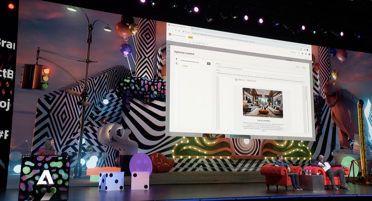 Adobe's tweet photo. Being on-brand has never been easier with #ProjectBrandSlam. This #AdobeSummit Sneak ensures logos, images, text, and formatting in marketing campaigns align with the latest brand guidelines, using generative AI to automatically correct violations. 🤯 https://t.co/PNZ0yiAdvl