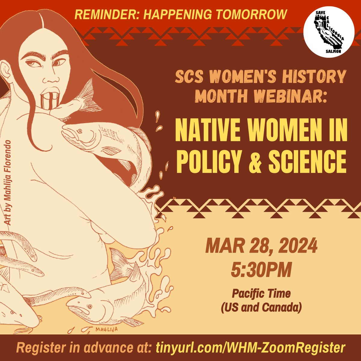 Our #WomensHistoryMonth📷 webinar Native Women in Science & Policy w/ @TheYurokTribe @BrookMThompson, Dawn Black & Jamie Holt, Taralyn Ipina & @CalNatResources Anecita Agustinez is 2morrow @ 5:30 PST Register: tinyurl.com/WHM-ZoomRegist… #NativeAmerican #womeninSTEM @UNESCO @CWaterC