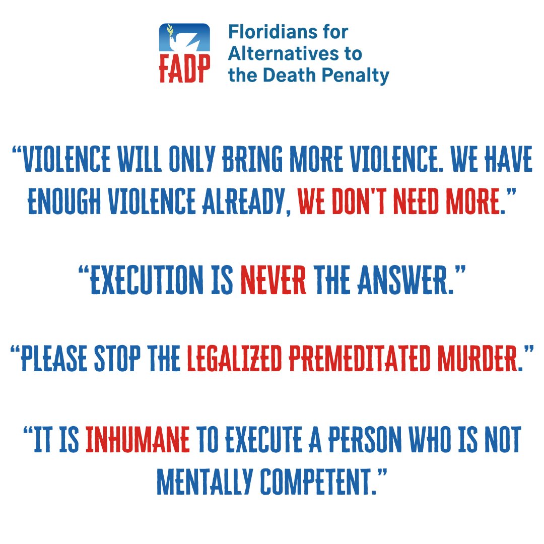 Here are just a few reasons why Floridians are committed to abolishing the state’s flawed death penalty, in their own words. We will see a Florida, a country, and a world without executions. But we need your help. Join us today fadp.org #EndTheDeathPenalty
