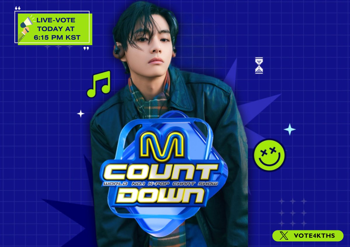 [ M COUNTDOWN ] 📢 Get ready to vote for FRI(END)S at 6:15 PM KST, today‼️ Voting will be done on Mnet app. Get ready with all your accounts and devices. Set your alarm 🚨 #V #뷔 #V_FRIENDS #FRI_END_S