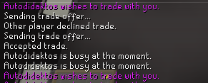 CameronChollar's tweet photo. @gunschilli Thats crazy, yesterday I had this EXACT ACCOUNT attempt to set up a fake trade scam with a buddy I was loaning a tbow to.. My buddy almost traded him too since the name matched so closely (look at these names, my account is the top one trading the tbow to him): https://t.co/aQaGLQtekv