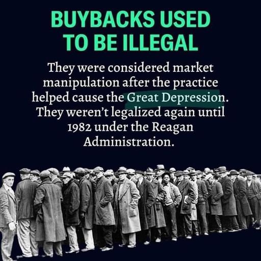 #DidYouKnow #buybacks #greatdepression #Reagan #Reaganomics #EatTheRich #RepublicansAreTheProblem