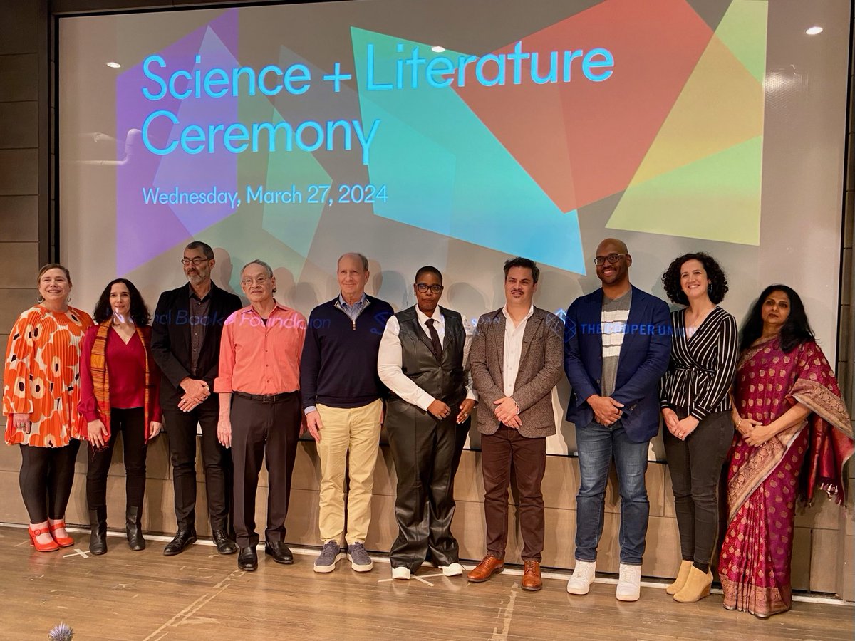 At ⁦@cooperunion⁩ for @nationalbook @SloanPublic Science+Literature Awards Ceremony Reading & Panel, w/ winners Arthur Sze, @BredFoks & Novuyo Rosa Tshuma; committee members @SheerPriya @riconuila @clvizcarra @SCampbellstaton, host @emilyraboteau & NBF ⁦@ruthedickey⁩