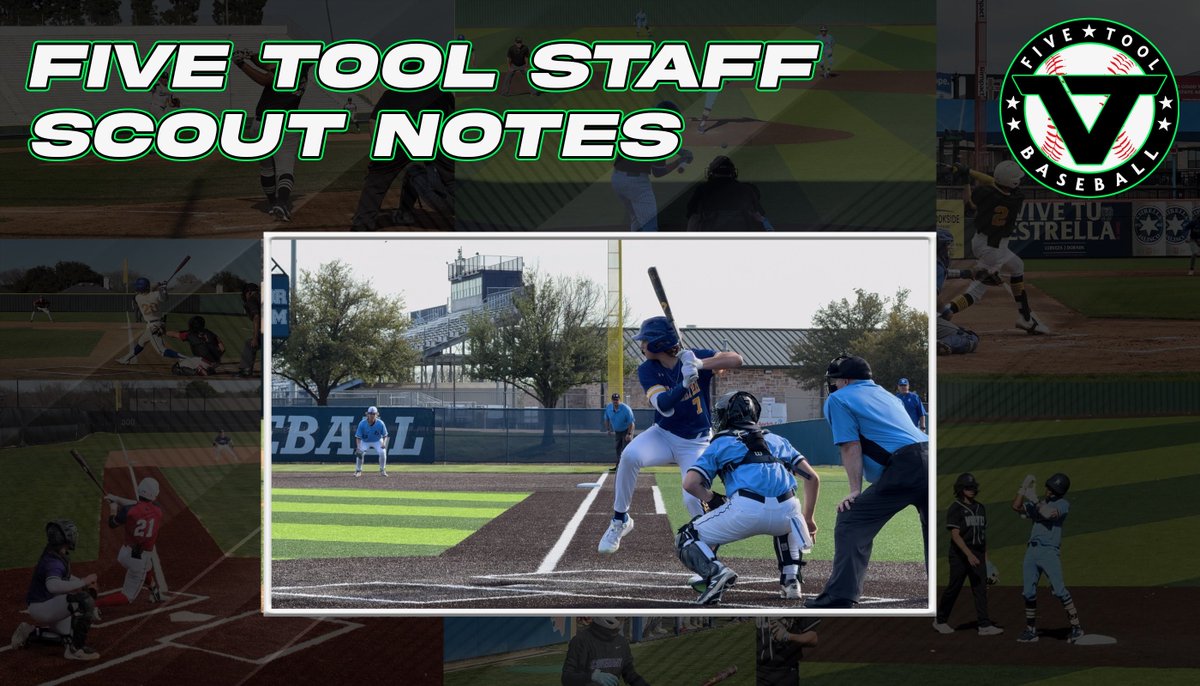 📝Five Tool Staff Scout Notes✅

Alongside our full video coverage, select games with staff scout notes from <a href="/FiveToolAZ/">Five Tool Arizona</a> and <a href="/FiveToolTexas/">✭Five Tool Texas✭</a> this past couple weeks.

March 8-22: READ »fivetool.org/news/five-tool…