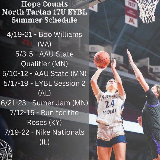 Check out my Summer AAU Schedule!!