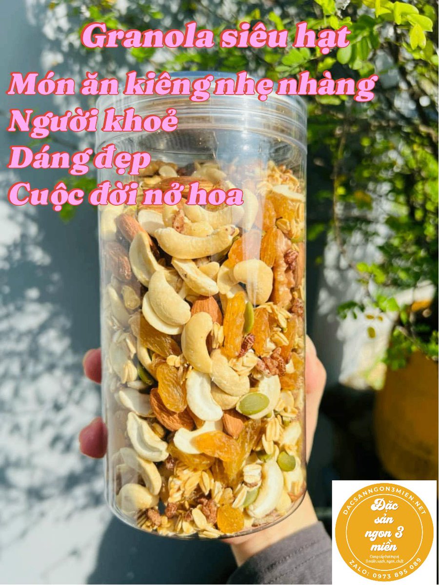 dacsanngon3mien's tweet photo. RANOLA SIÊU HẠT-có yến mạch
"Món ăn kiêng nhẹ nhàng
Người khoẻ
Dáng đẹp
Cuộc đời nở hoa"
#grannola #ngucochat #monanvat #ankieng #granolasieuhat
ĐẶC SẢN NGON 3 MIỀN
☎️ Giao hàng nhanh: 0973895089 (zalo)
🌐 Facebook: https://t.co/mrsoRsyIwh
🌐 Website: https://dacs https://t.co/J1QrtoD0M9