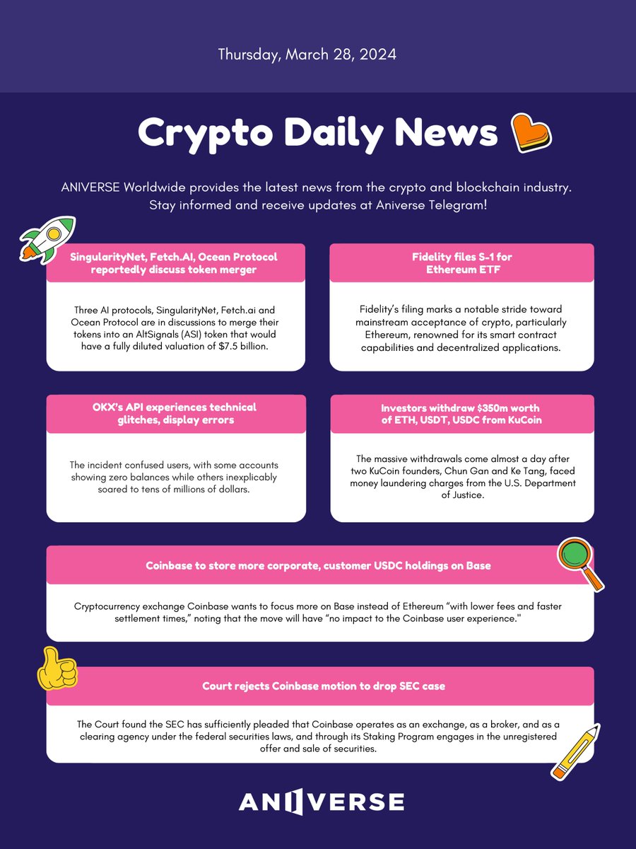 ANIVERSE Crypto Daily News_March 28, 2024💌 
👇Check out the full text at
medium.com/aniverse/crypt…