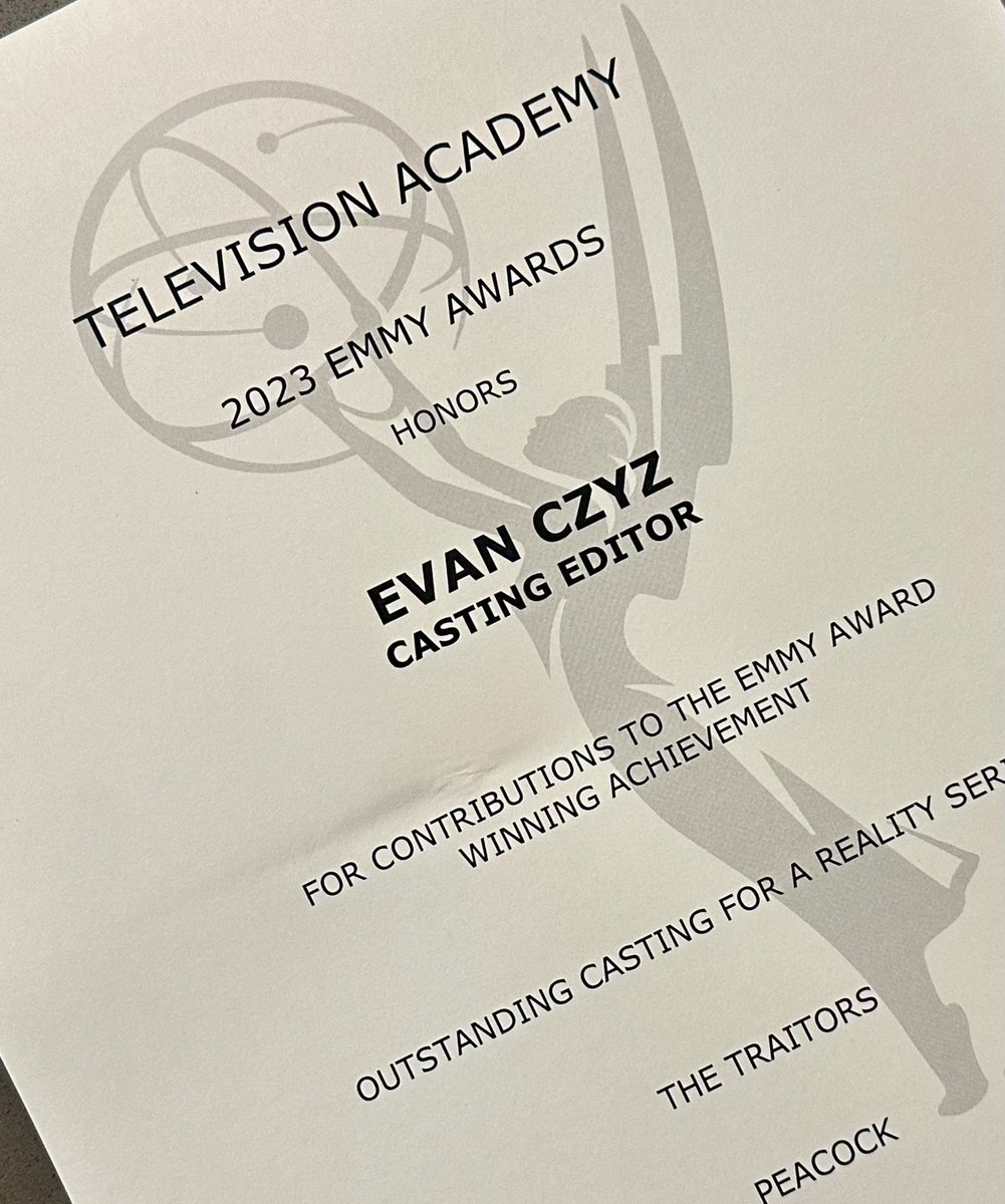Beacon Alumni checking some boxes in 2024… 
Super Bowl ✅
NBA All-Star Weekend✅
Emmy Award✅
Congratulations to 2014 grad Evan Czyz picking up some hardware with his casting team for their work on Peacock’s “The Traitors”!