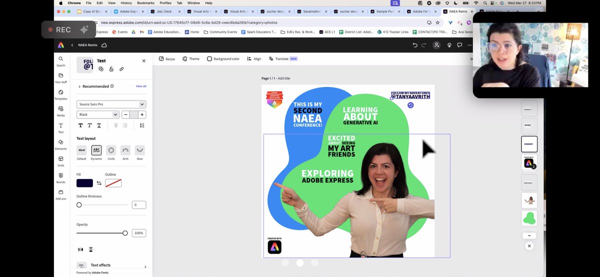 timneedles's tweet image. Great @aetnaea webinar with the great @TanyaAvrith from @AdobeForEdu today preparing for #NAEA24 &amp;amp; sharing the @AdobeExpress remixable template for the @NAEA conference! See you at #NAEA! #AdobeEDUcreative