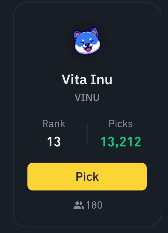 Elemont's tweet photo. And just like that $VINU rises to rank 13 in @Binance listing vote.

Top 10 coming.

#crypto #memecoin https://t.co/rtI1gcizaO