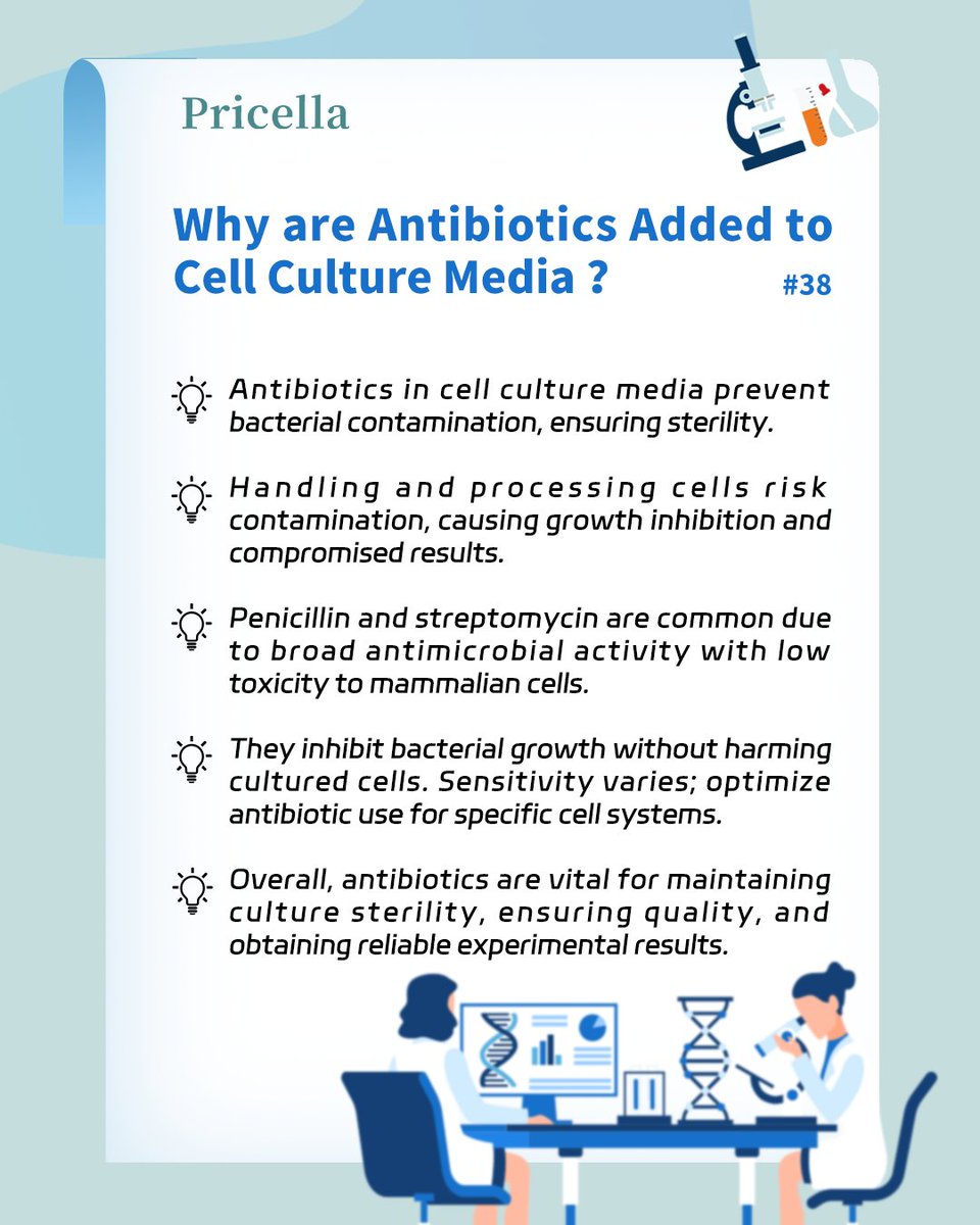 👨‍🔬 👩‍🔬 Why are Antibiotics Added to Cell Culture Media?
#Pricella #CellCulture #Antibiotics #LabTech