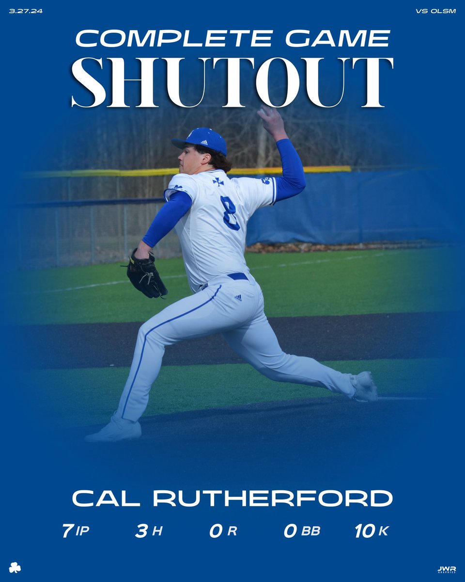 DCCBaseball1's tweet photo. Game 2 featured a dominant CG Shut out by RHP @cal_rutherford8 giving up zero runs and zero walks while K’ing 10. Soph 2B @Bennett_T2 had the game winner with a 2 run double to put the Shamrocks up 2-0 for the win! https://t.co/rMsmJMqt9Y
