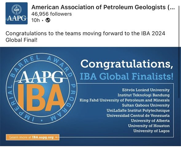 Tía Brag: So proud of my nephew Edgar and the rest of the @uhoustonenergy IBA Team as they move on to represent the North America Region at the @AAPG Global Final! Proud tía & proud @UHouston alum moment! Let’s go Coogs! 🐾
