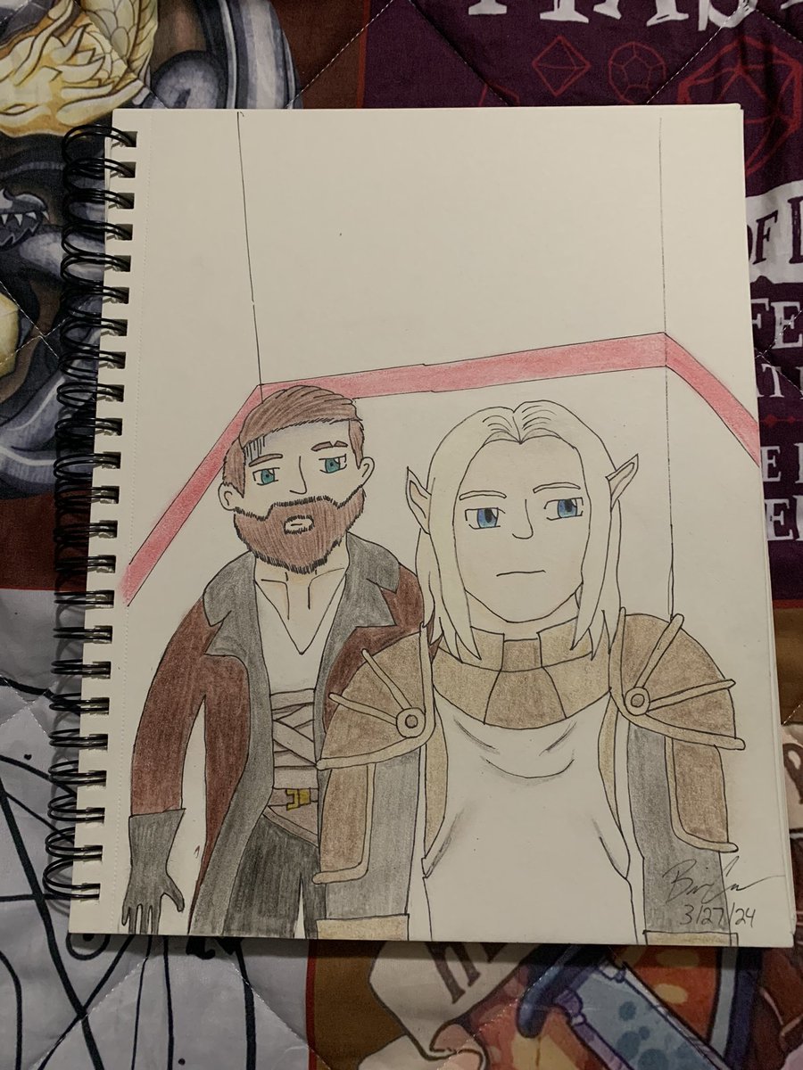Bri1999_'s tweet photo. Dont be suspicious Arthur 😨
.
.
Our #Sorcerer decided to dimension door into the elevator and ended up behind our #BBEG , Clementine . So that was a fun session lol
.
.
#DnD #DungeonsAndDragons #Arthur #Clementine #DontBeSuspiscious #Artist #ArtistOfTwitter https://t.co/NZ26Z4n3Lo