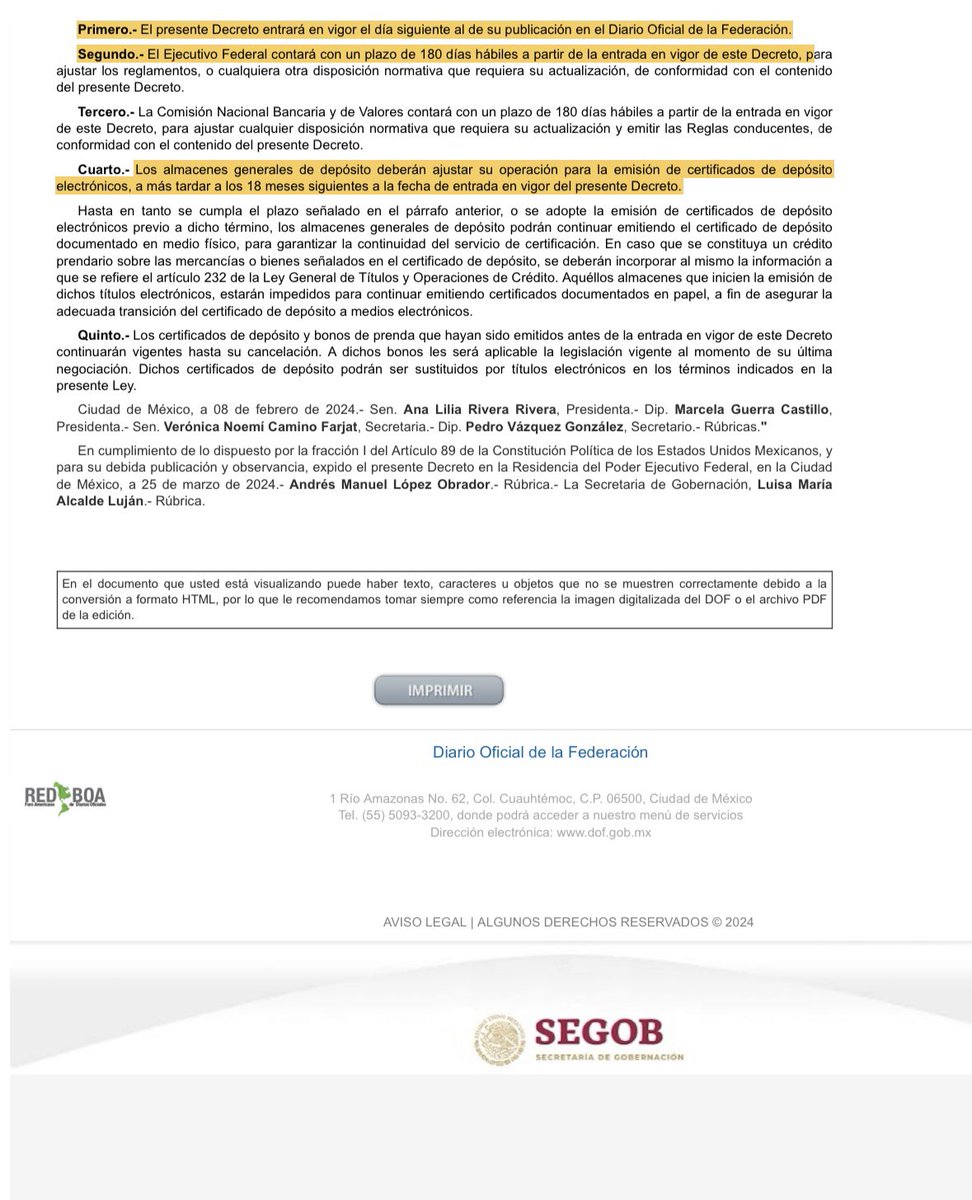 ‼️Atención especialistas en Derecho Mercantil. Comienza un nuevo ciclo: títulos de crédito electrónicos y la operación de un sistema encriptado. La Reforma establece 18 meses para decirle adiós a los pagarés. 
📍Hoy entraron en vigor las reformas que permiten que los títulos de