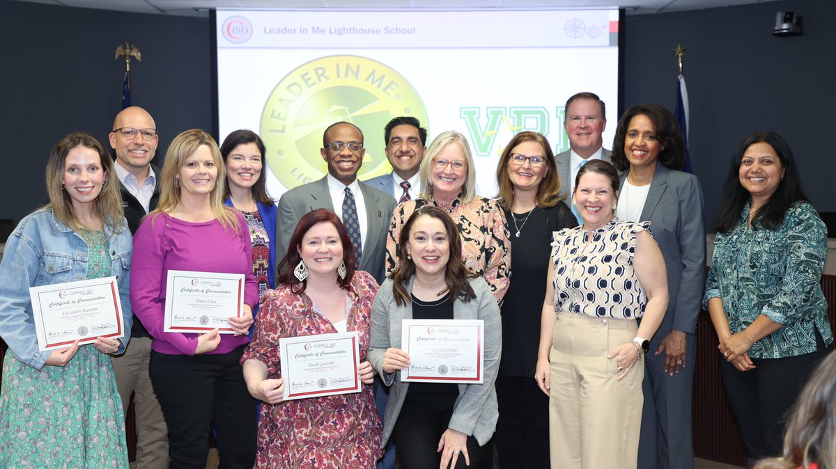 It was an honor to be recognized at the Coppell ISD Board meeting last night along with amazing staff from VRE! Together we achieved our goal as a Lighthouse school! @vre_stars @coppellisd #teamwork ⭐️