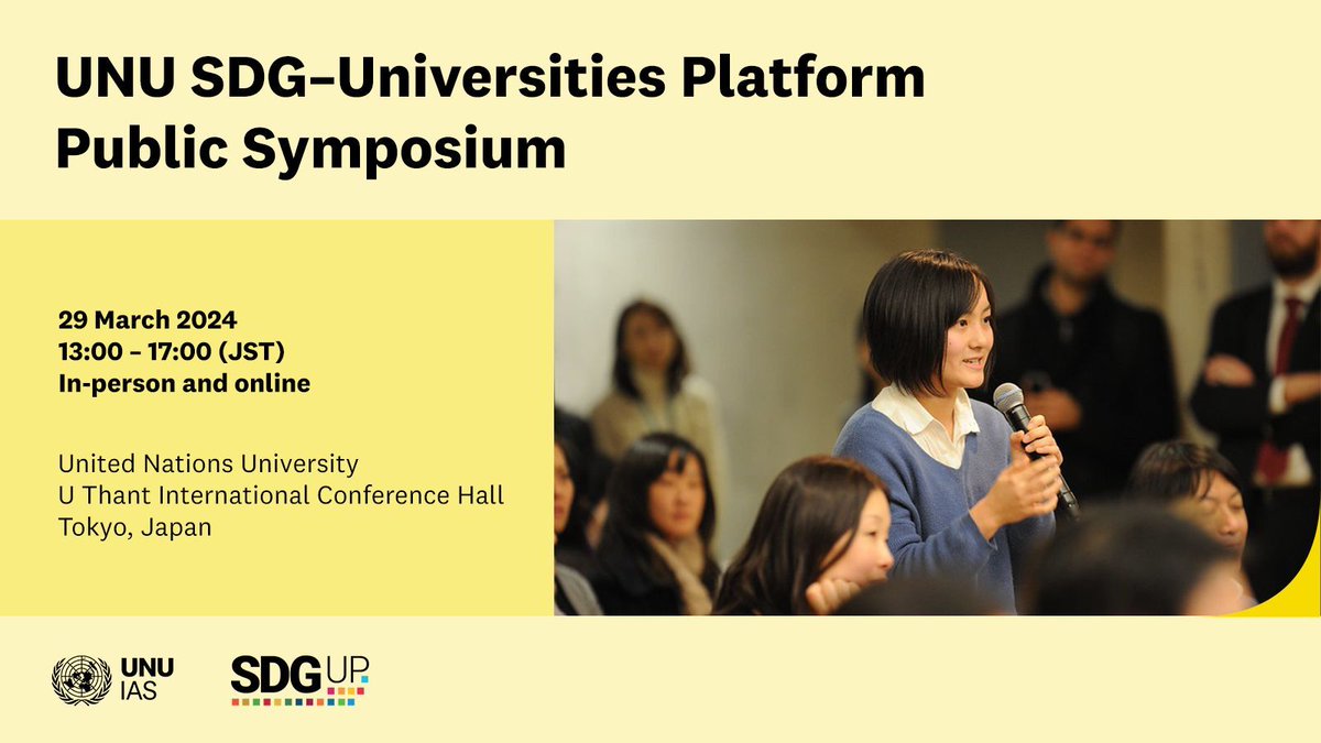 🚨 Happening tomorrow! 🚨 👩‍🎓👨‍🎓 Join our SDG–Universities Platform symposium and learn how #HigherEducation institutions can advance the #SDGs. 📅 29 March 🕑 13:00 JST 📍 Tokyo & online 👉 buff.ly/49gcv1I #EducationForSustainability 📷 Antony Tran / World Bank