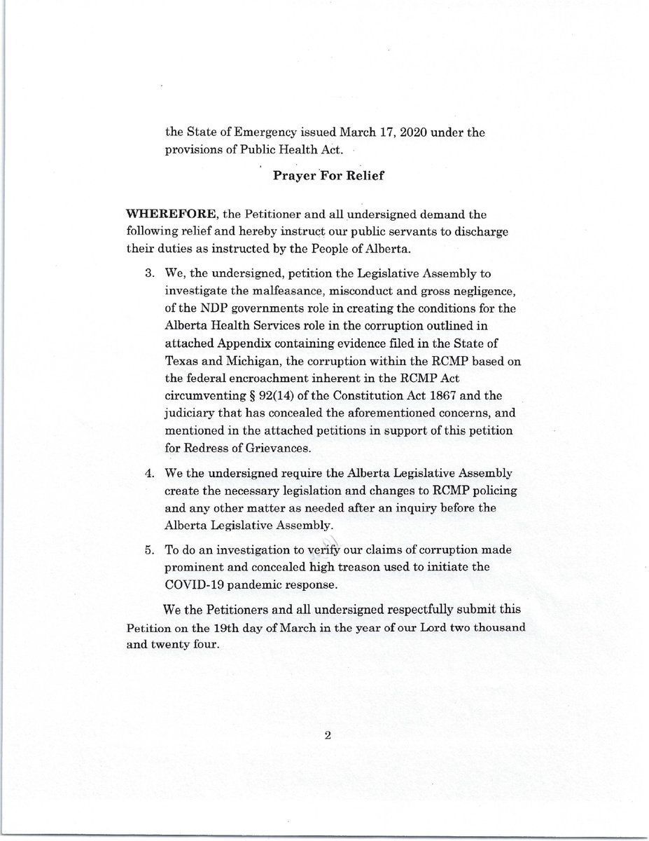 DjsRichardson's tweet image. 1/9 Petition for redress of grievances submitted to the Law Clerk of the Alberta Legislative Assembly. Based on Westminster Parliamentary common law dating back to 1640. 

Time for the people to start taking action. Hold the government accountable.