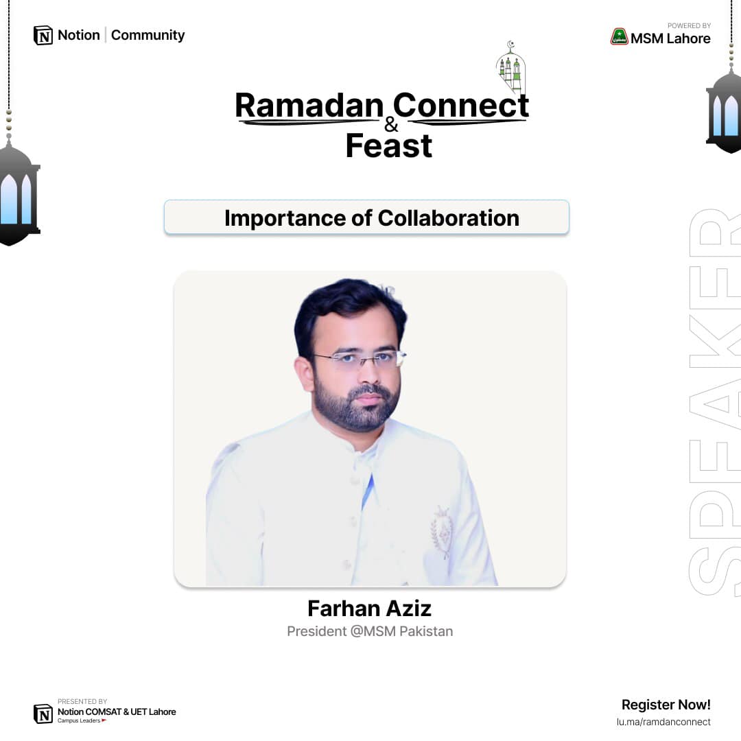 MSM_Lahore's tweet image. MSM Lahore Presents,
Ramadan Connect &amp;amp; Feast📷
Thursday | March 28,2024 | 03:30pm
The Nishat Hotel, Lahore
The event is only for invited persons!
#MSMLahore
#MSMForStudents