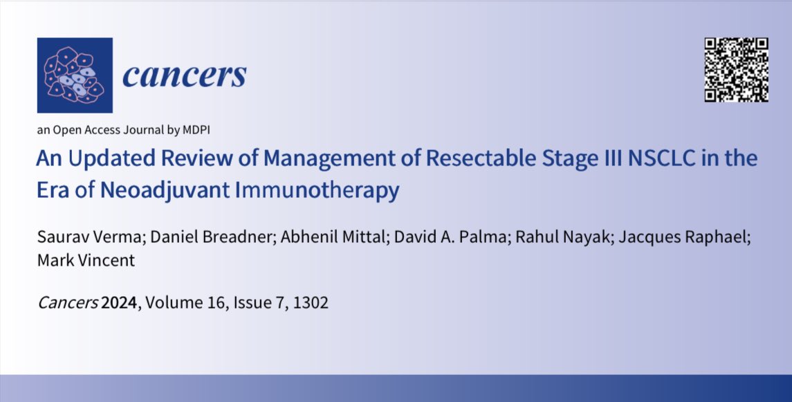 Sharing our review article on Management of Resectable Stage III NSCLC in the Era of Neoadjuvant Immunotherapy. We discuss the evidence and unanswered questions in this space. mdpi.com/2729712 #mdpicancers #lcsm @DrDanBreadner @JackRaph @abhenilmittal @drdavidpalma