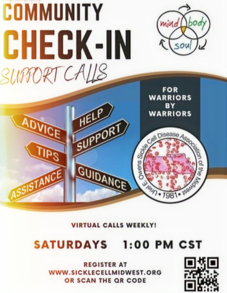 How do you navigate a social life with #sicklecell? How can Caregivers help? Join our Community Check-in Support Call, Saturday, 1PM CST. Share your experiences, tips and support. 
Join us: wix.to/R7JK2ui 

#SickleCellMidwest #SickleCellSupport
#CommunityCheckIn