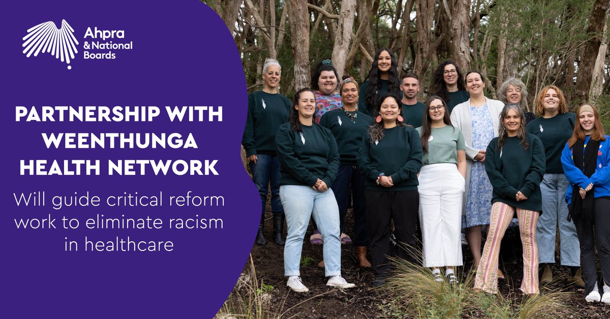 Ahpra has partnered with @WeenthungaHS to eliminate racism for Aboriginal and Torres Strait Islander Peoples in all its forms from healthcare, as a matter of urgency. #EliminateRacism Read more: Media release - bit.ly/3x3yGKx Communique - bit.ly/4aoWl6G