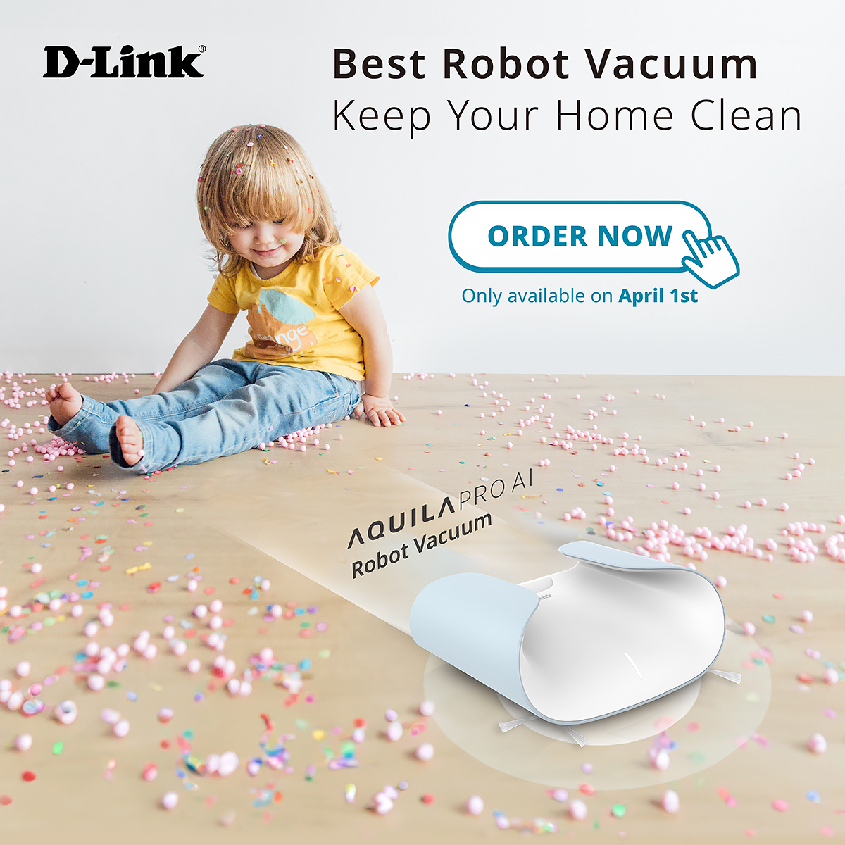 DLink_Global's tweet image. Introducing our latest innovation, the &quot;AQUILA PRO AI Robot Vacuum&quot;! ✨

But hurry! This special product is only available on April 1st! Happy April Fool&apos;s Day! 🥳

Learn more: reurl.cc/671QE6

#DLink #AQUILAPROAI #WIFI6 #WIFI #Filogic #AprilFoolsDay
