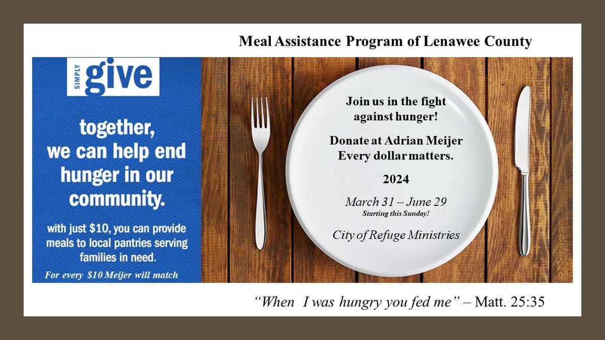 Please Share! Donate at our local (Adrian MI) Meijer. Your contribution matters. Will you help us? This campaign starts this Sunday!
#pantryorganization#pantrychallenge#fypシviralシ2024#fypシviralシ2023#foryoupageofficial#fyp#fypシ @followers @RealFredHammond