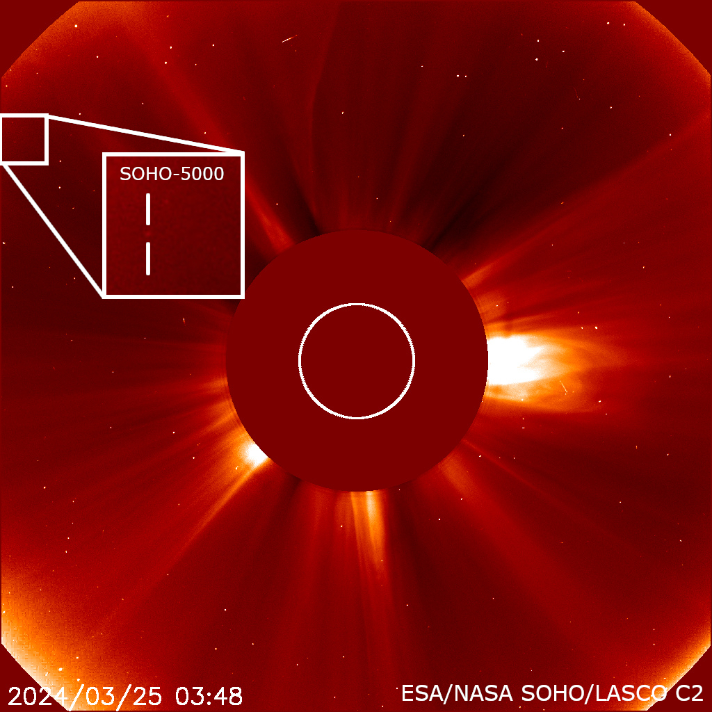 SOHO_Mission (@missionsoho) on Twitter photo SOHO Discovers 5,000th Comet!
Congratulations to doctoral student Hanjie Tan for this milestone discovery and all the citizen scientists and <a href="/DoNASAScience/">NASA Citizen Science</a> participants for their efforts. Keep comet hunting!
soho.nascom.nasa.gov/5000comet.html SOHO Discovers 5,000th Comet!
Congratulations to doctoral student Hanjie Tan for this milestone discovery and all the citizen scientists and <a href="/DoNASAScience/">NASA Citizen Science</a> participants for their efforts. Keep comet hunting!
soho.nascom.nasa.gov/5000comet.html