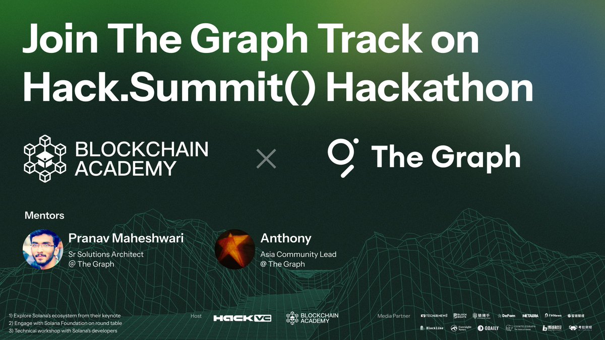🎓 Partnering with @graphprotocol for the Hack.summit Hackathon! 🛠️ Building Sub-Graph with @impranavm_ 🌐 Round Table: Participate in future blueprints 🎉 Prize pool up to 2000U 👉 Register: lu.ma/dtdhl7jx 🧭 Submit Project: dorahacks.io/zh/hackathon/h… 📅 April 9-10