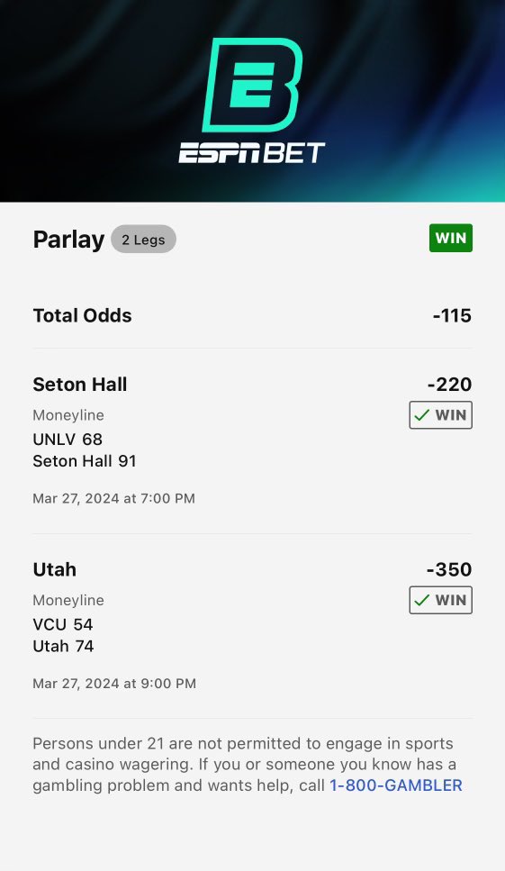 Clean. No sweat parlay #NCAAB #NIT2024 #GamblingX #GamblingCommunity #SportsBettingX #SportsGambling #DubClub