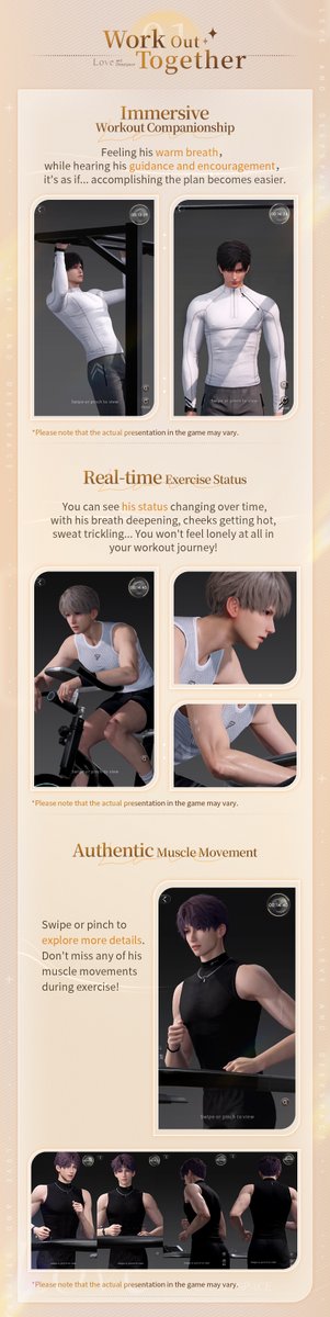 Love_Deepspace's tweet image. Love and Deepspace | Quality Time: Introduction
■ The New Feature Quality Time Is Coming Soon!
Embark on a journey where you can exercise, work, and study together. Progress step by step while having him by your side.

■ Work Out Together! Immerse Yourself in Workout…