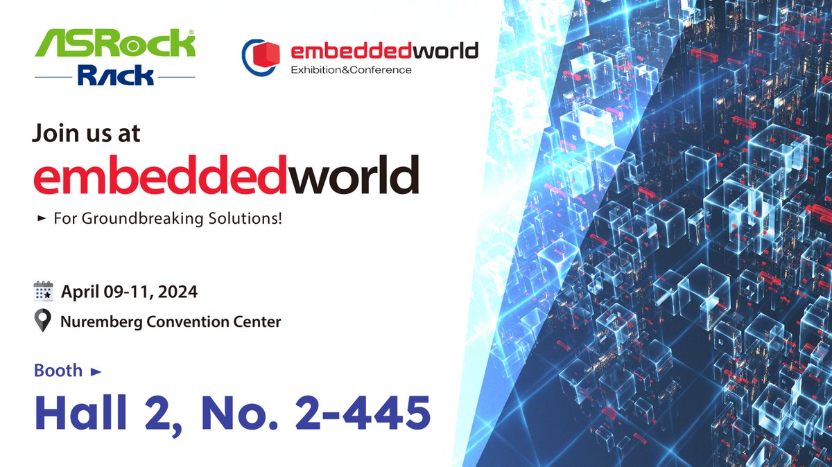 🚀 Exciting News! @ASROCKRACK is thrilled to announce our participation at Embedded World in the Nuremberg Convention Center from April 09-11 (Booth 2-445). Get ready to experience our cutting-edge server solutions and connect with product experts. See you in Germany! 🌐