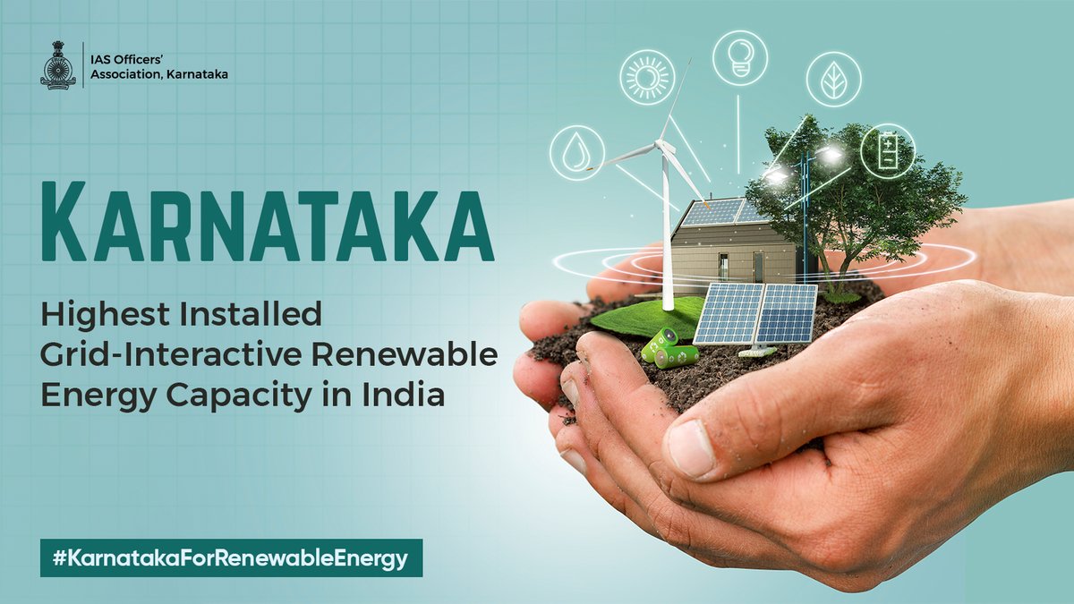 IASOAKarnataka's tweet photo. #KarnatakaForRenewableEnergy
#Karnataka is a pioneer in #RenewableEnergy with a total installed capacity of 15000+ MW. Karnataka ranks 1st among other states for #gridinteractive RE capacity.
@KREDL_GoK @EnergyDeptGoK @beeindiadigital @Gaurav_Gupta67 @mnreindia @IASassociation https://t.co/EZmG7S8u8D